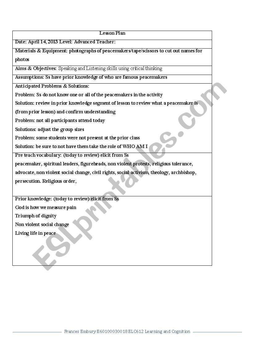 Who Am I  A Lesson For Listening Speaking Critical Thinking And Critical Thinking Skills Worksheet