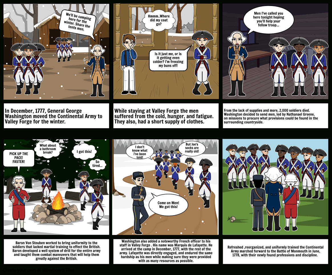 Winter At Valley Forgesocial Studies Storyboard For Valley Forge Worksheet Pdf