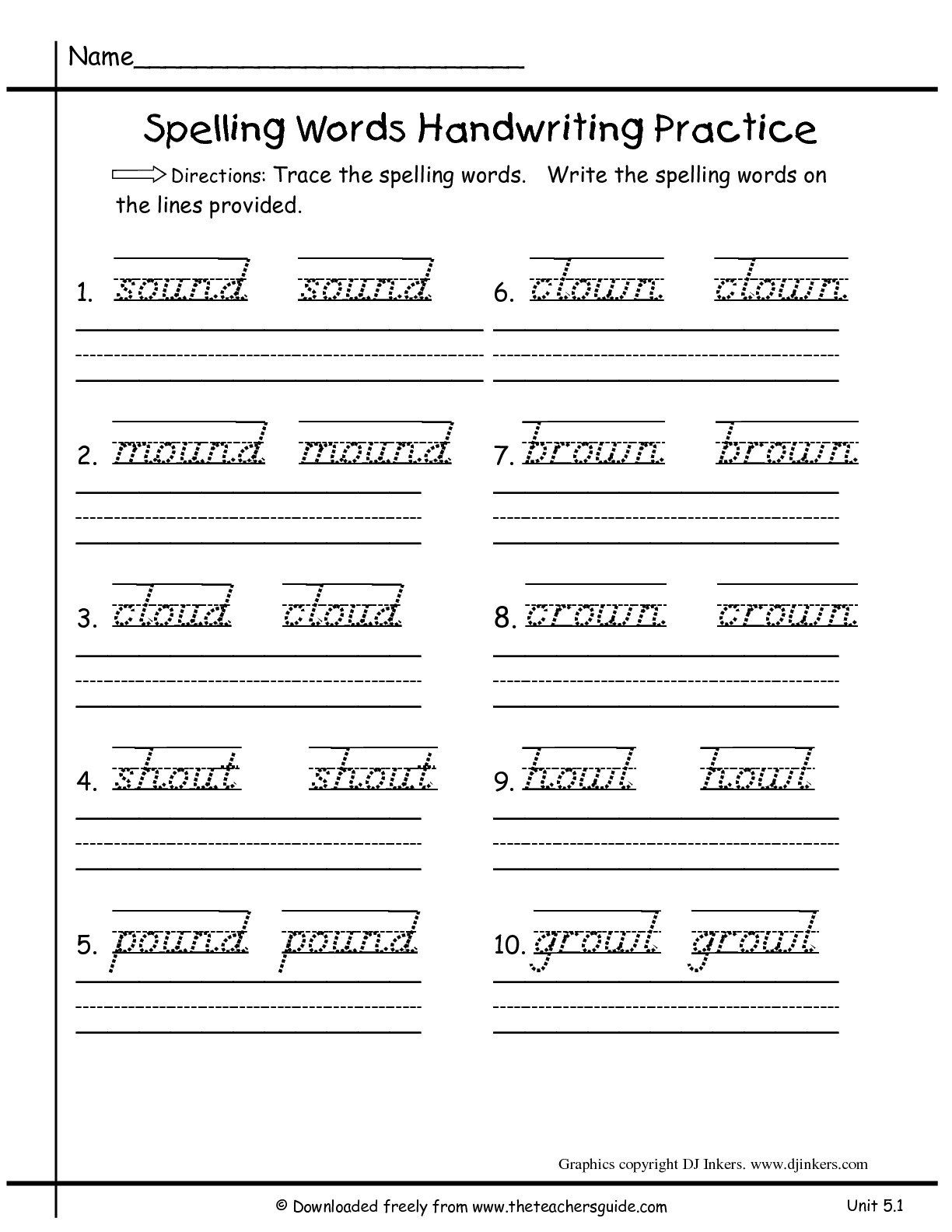 Wonders Second Grade Unit Five Week One Printouts For Daily Spelling Practice Worksheets
