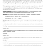 Word And Formula Equations Worksheet For Word Equations Worksheet Answers