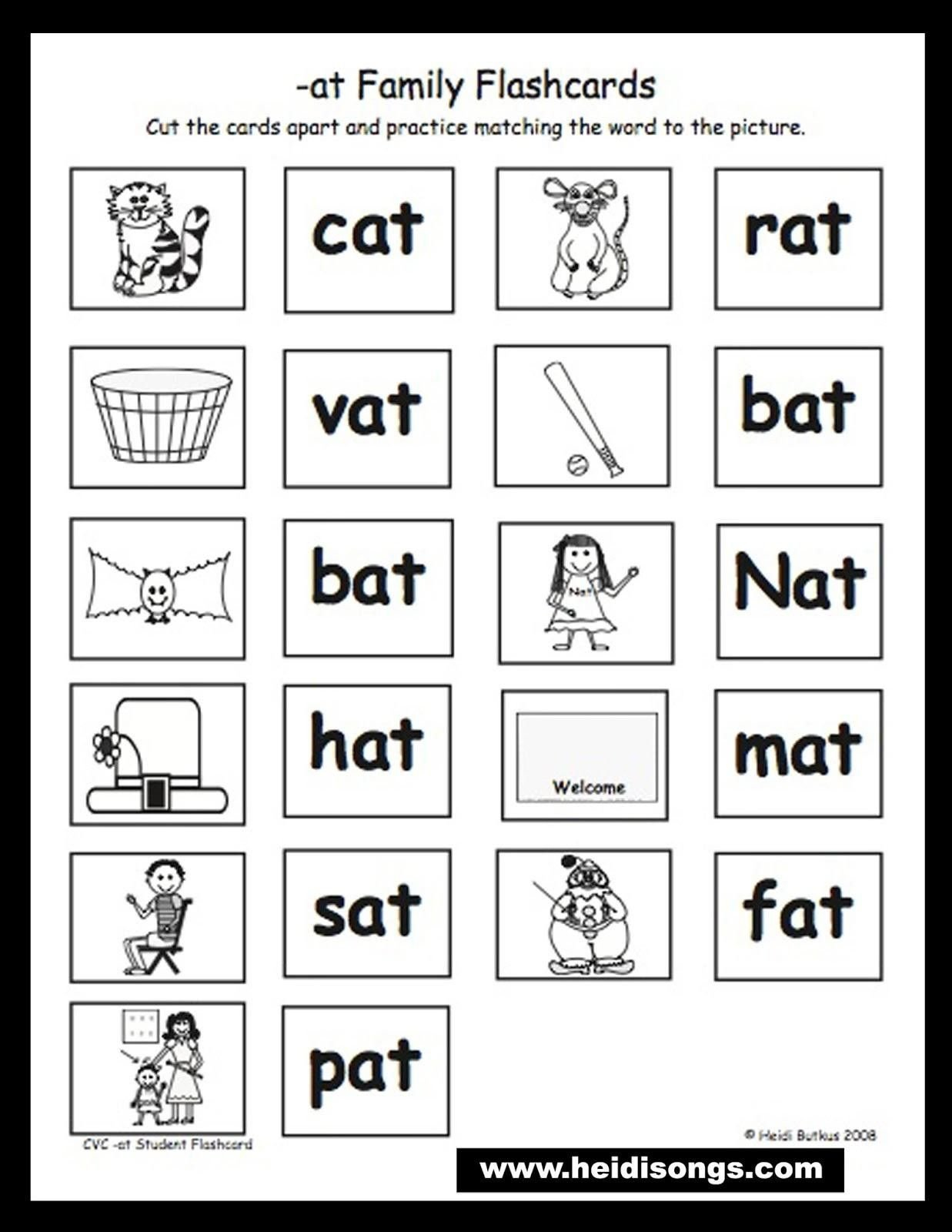 Word Family Worksheets Kindergarten  Briefencounters Throughout At Family Worksheets