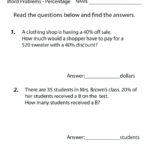 Word Problems Percent Math Word Problems Percents Discounts And Mark Along With Percent Discount Word Problems Worksheet