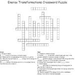 Work Energy And Power Crossword  Wordmint Within Energy Transformation Game Worksheet Answer Key