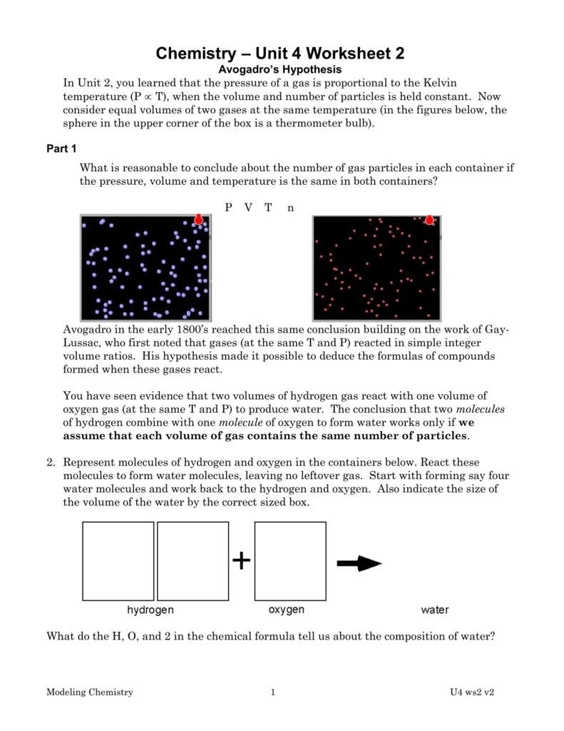 Worksheet  2 Regarding Chemistry Unit 4 Worksheet 2