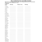 Worksheet 8A New Combining Form And Suffix Handout Within Medical Terminology Suffixes Worksheet