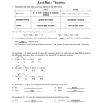 Worksheet  Acidbase Theories For Acids And Bases Worksheet Answers