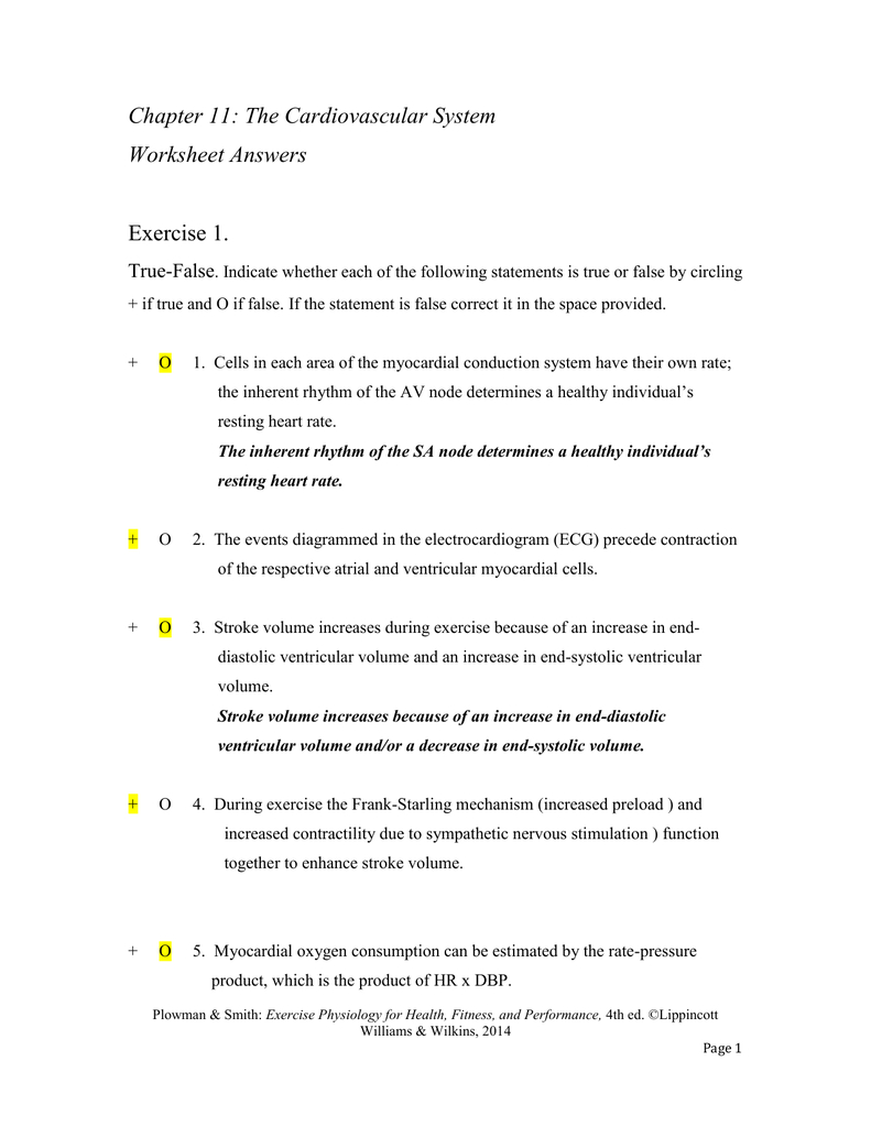 Worksheet Answers Pertaining To Heart Rate Activity Worksheet Answers
