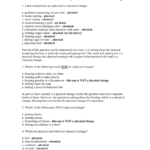 Worksheet Answers  Physical And Chemical Changes And Physical And Chemical Changes Worksheet Answers