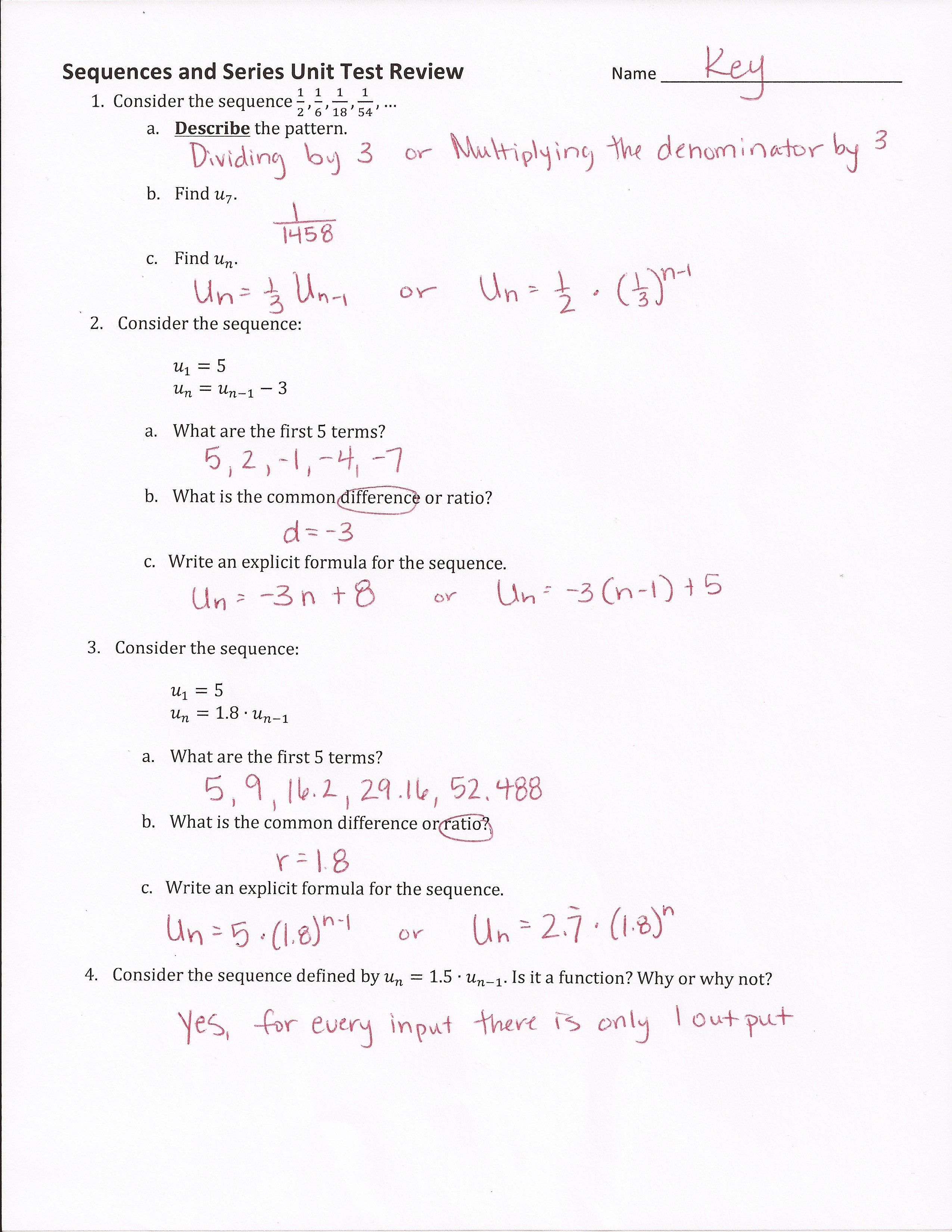 Worksheet Arithmetic Sequences Worksheet Carlos Lomas Worksheet In Sequences And Series Worksheet Answers