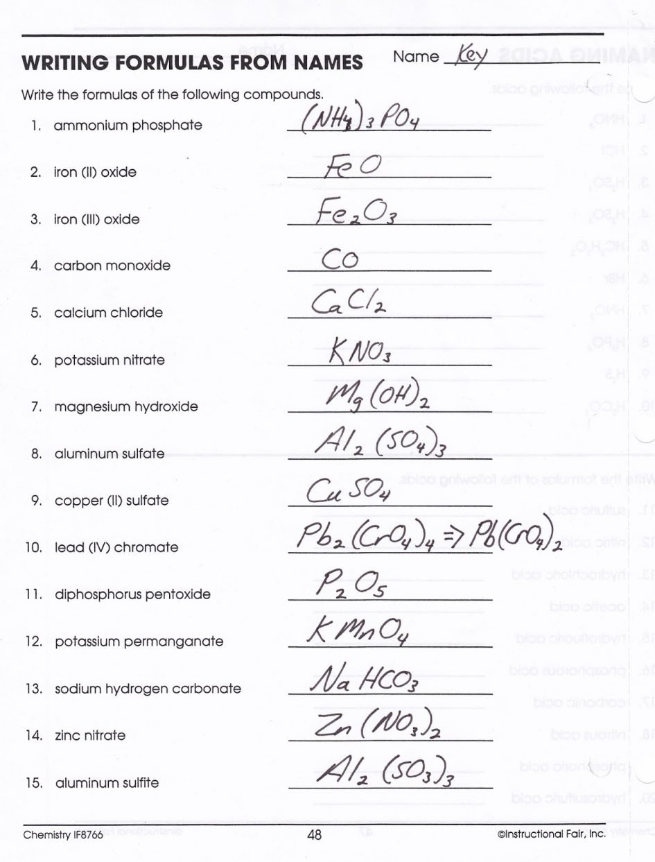 Worksheet Chemical Formula Writing Worksheet Formula Writing In Writing Chemical Formulas Worksheet Answer Key
