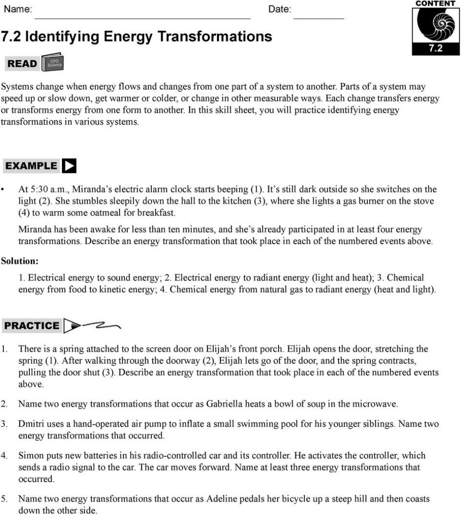 Worksheet Energy Transformation Worksheet Energy Transformation For Energy Transformation Game Worksheet Answer Key