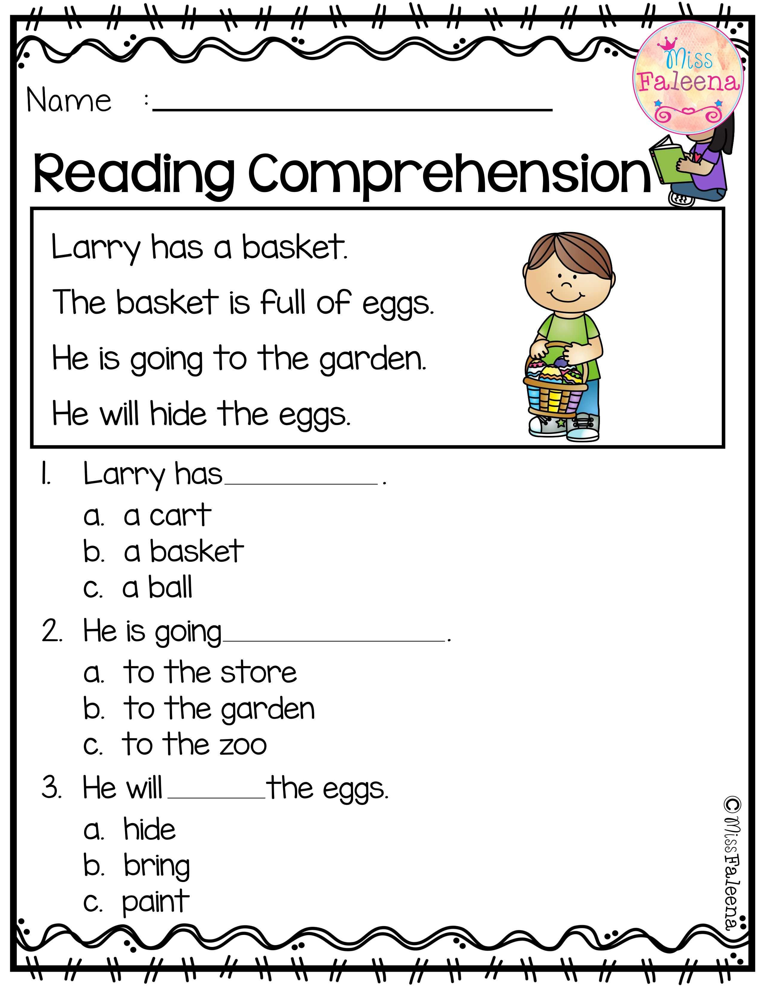 Worksheet English Subject Grade Worksheets Easter Activity Sheets For Kindergarten Reading Comprehension Worksheets