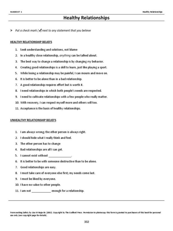 Healthy Relationships Worksheets — excelguider.com