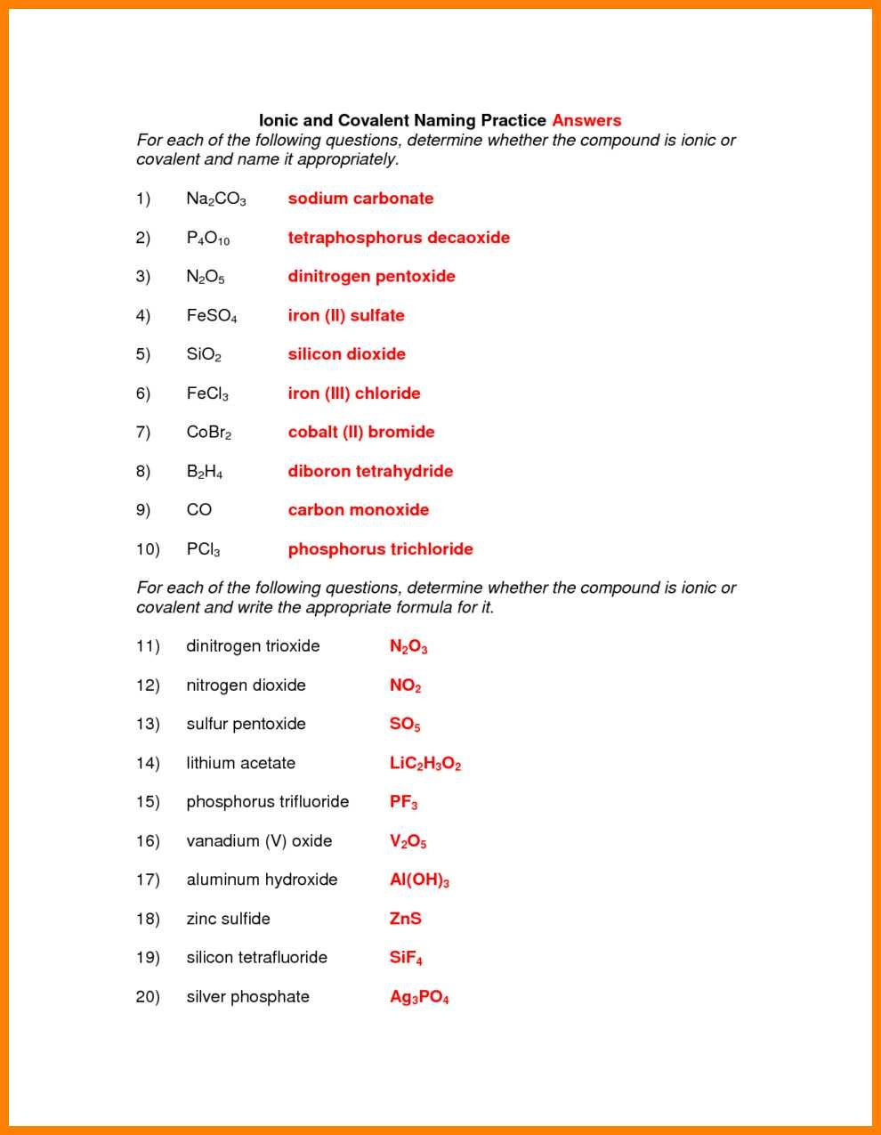 Worksheet Naming Ionic Compounds Worksheet Answer Key Naming Ionic Along With Naming Covalent Compounds Worksheet Answers
