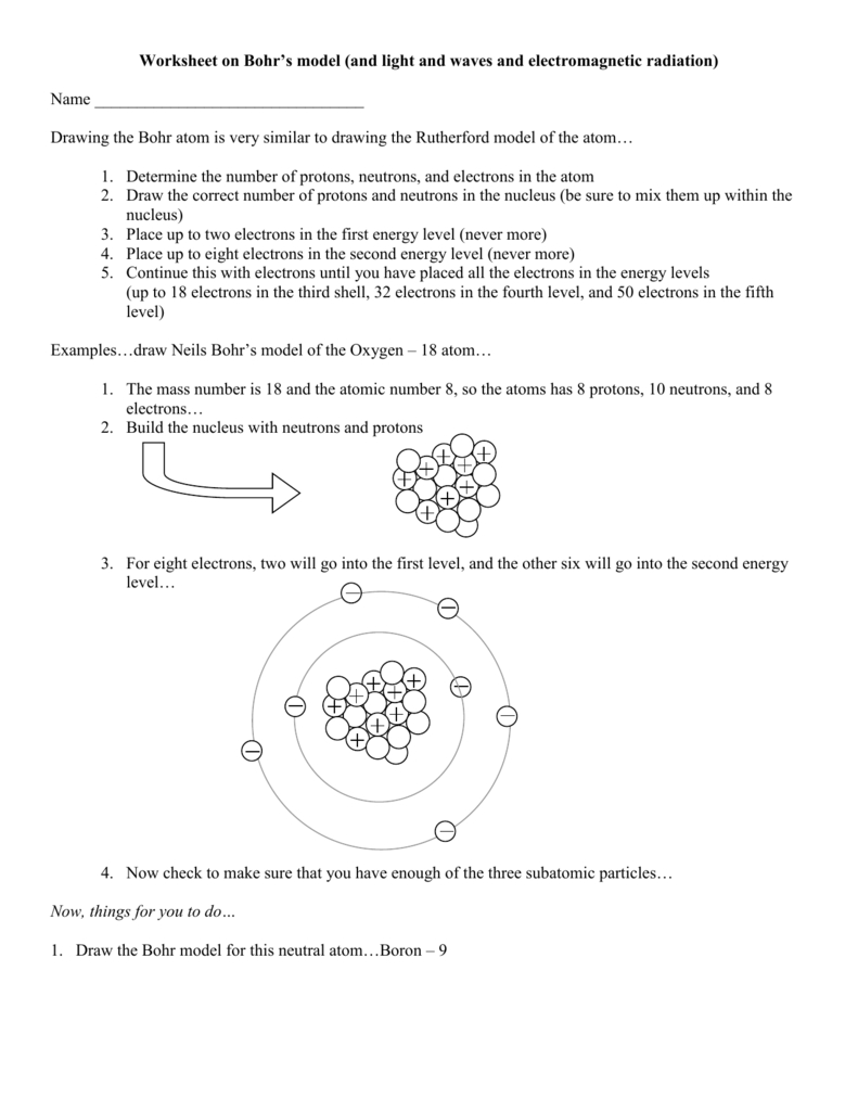 Worksheet On Bohr's Model And Light And Waves And With Regard To Models Of The Atom Worksheet
