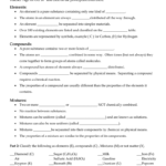 Worksheet Regarding Elements Compounds And Mixtures Worksheet