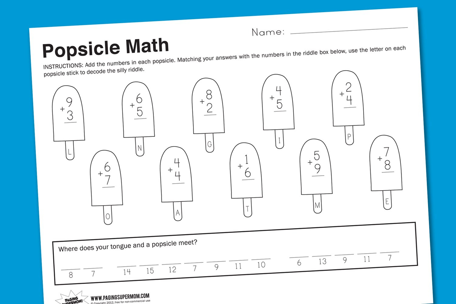 Worksheet Wednesday Popsicle Math  Paging Supermom For Fun Summer Worksheets For 4Th Grade