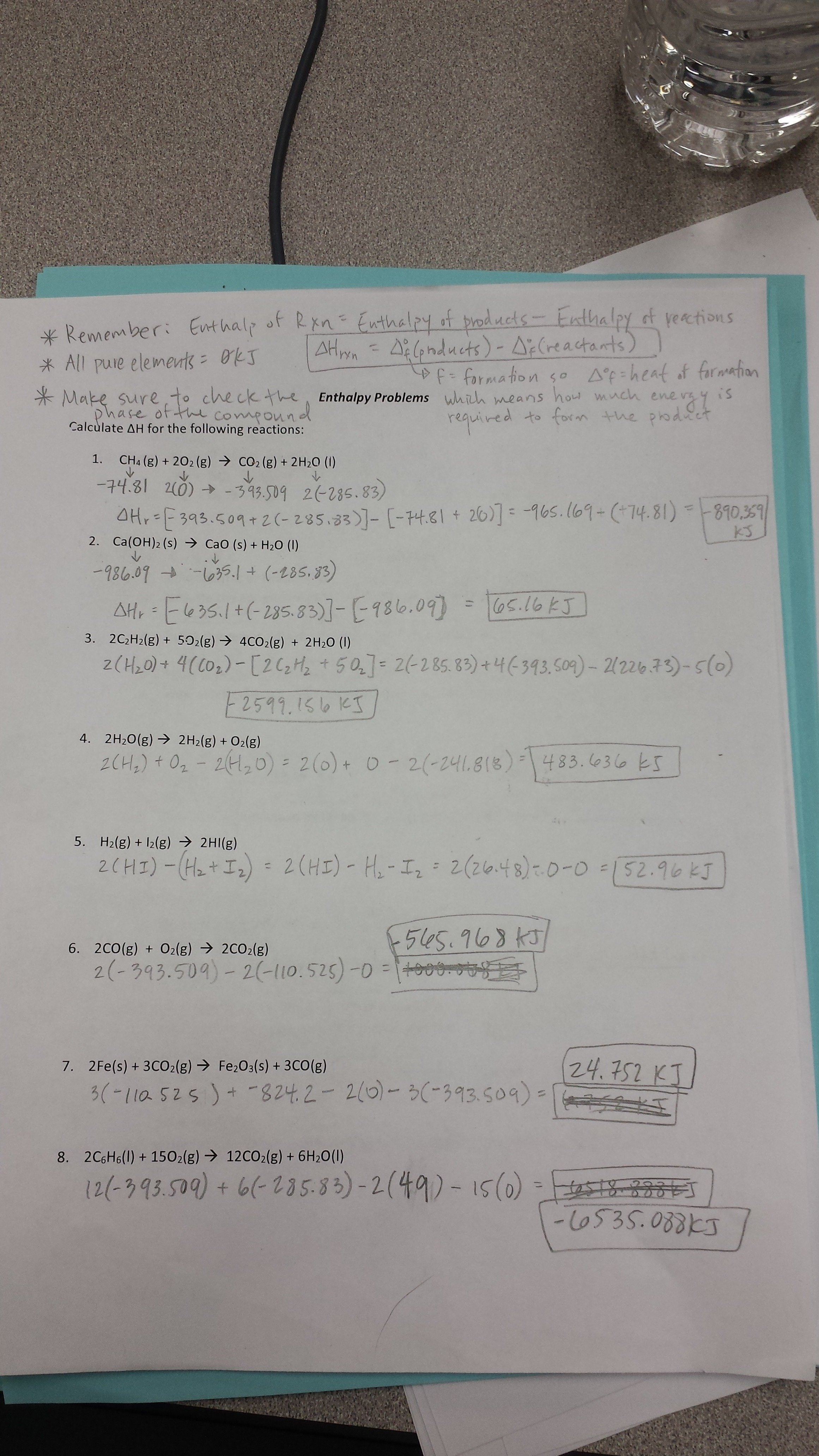 Worksheets And Answer Keys  Chemistry Regarding Unit 3 Worksheet 3 Quantitative Energy Problems Answers