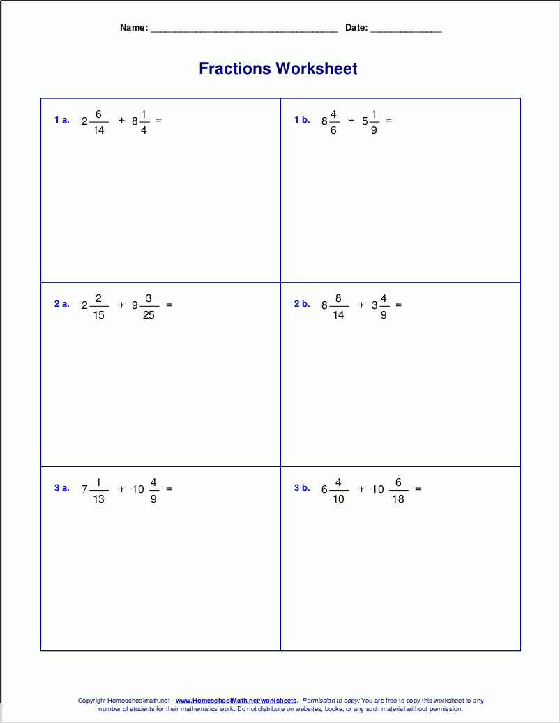 Worksheets For Fraction Addition Pertaining To Adding And Subtracting Mixed Numbers Worksheet Pdf
