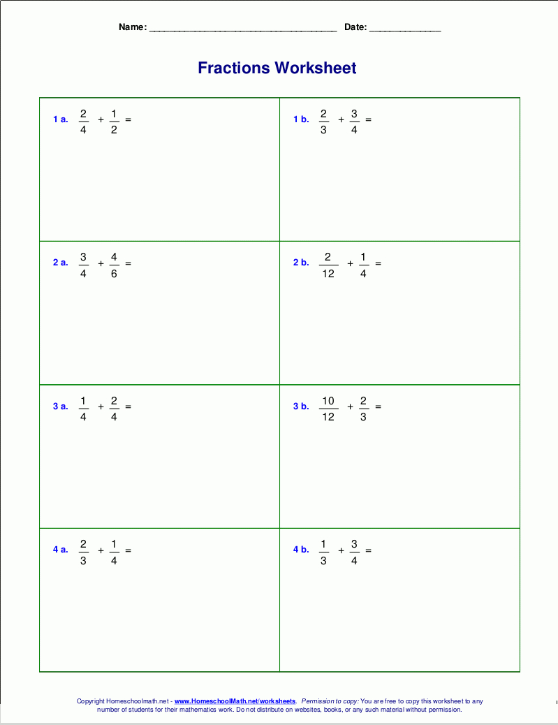 Worksheets For Fraction Addition Within Adding Fractions With Unlike Denominators Worksheets Pdf