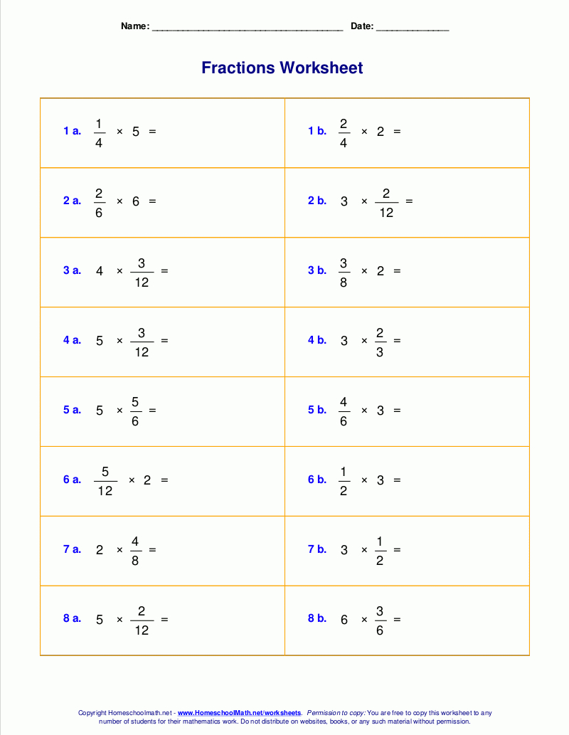 Worksheets For Fraction Multiplication Or 4Th Grade Math Worksheets Fractions
