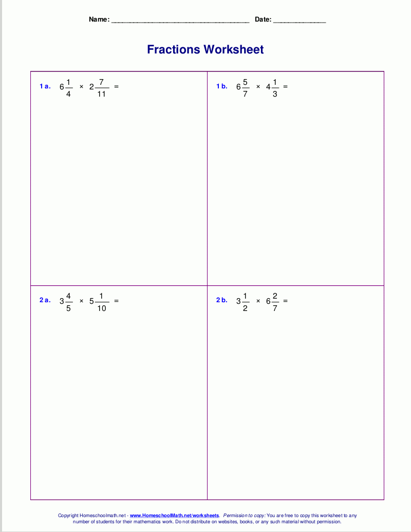 Worksheets For Fraction Multiplication Or Multiplying And Dividing Integers Worksheet Pdf