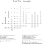 World War 1 Vocabulary Crossword  Wordmint Regarding World War 1 Vocabulary Worksheet