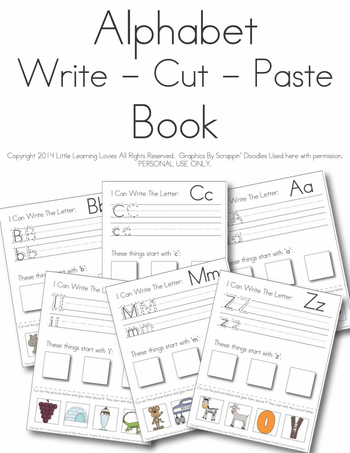 Write  Cut  Paste Alphabet Set » Little Learning Lovies For Cut And Paste Alphabet Worksheets