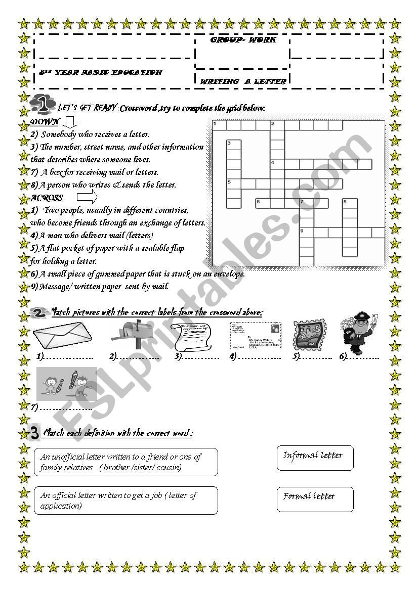 Writing A Letter  7Th  8Th Year Tunisian Formers  Esl Worksheet In Letter Writing Worksheets For Grade 3