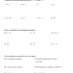 Writing And Evaluating Expressions Worksheet For 6Th Grade Algebraic Expressions Worksheets
