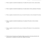 Writing Nuclear Equations Regarding Nuclear Equations Worksheet