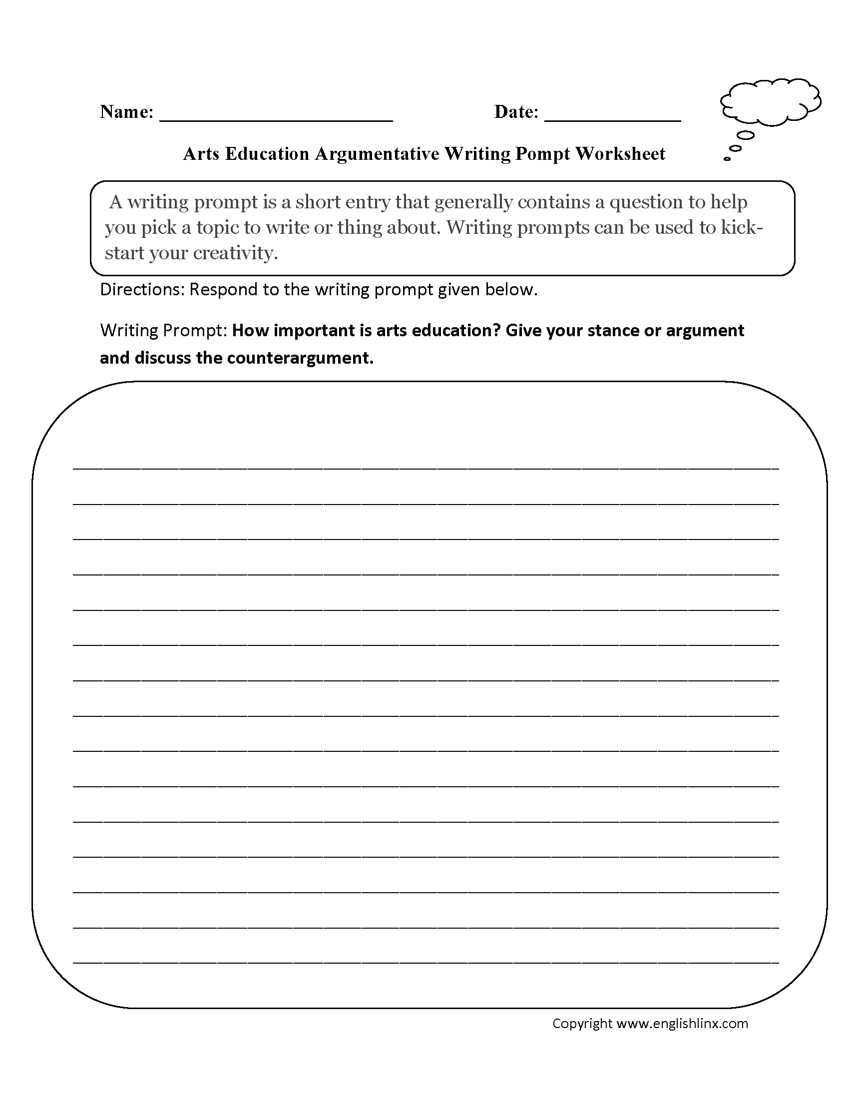 Writing Prompts Worksheets  Argumentative Writing Prompts Worksheets Inside 7Th Grade Writing Worksheets