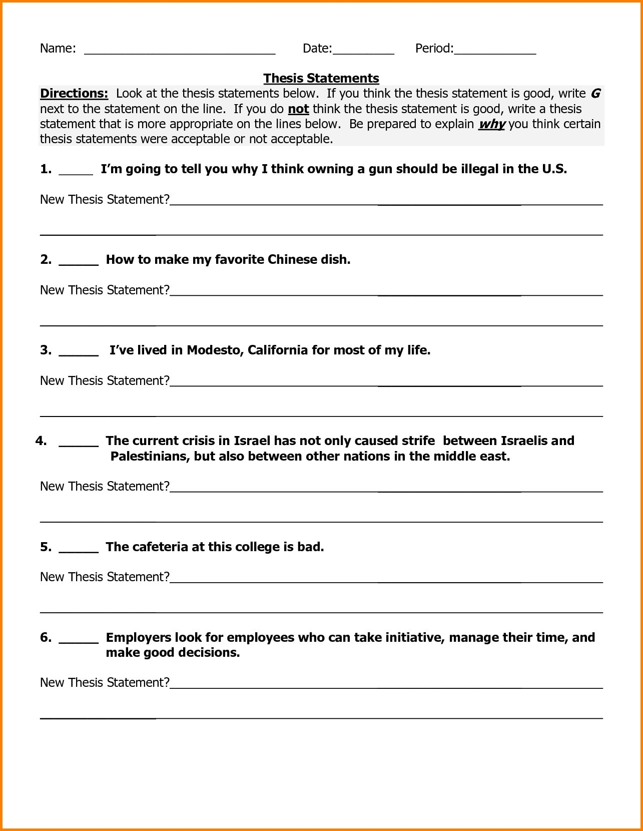 Writing Thesis Statement Worksheet High Hool Lesson Practice Within Thesis Statement Practice Worksheet