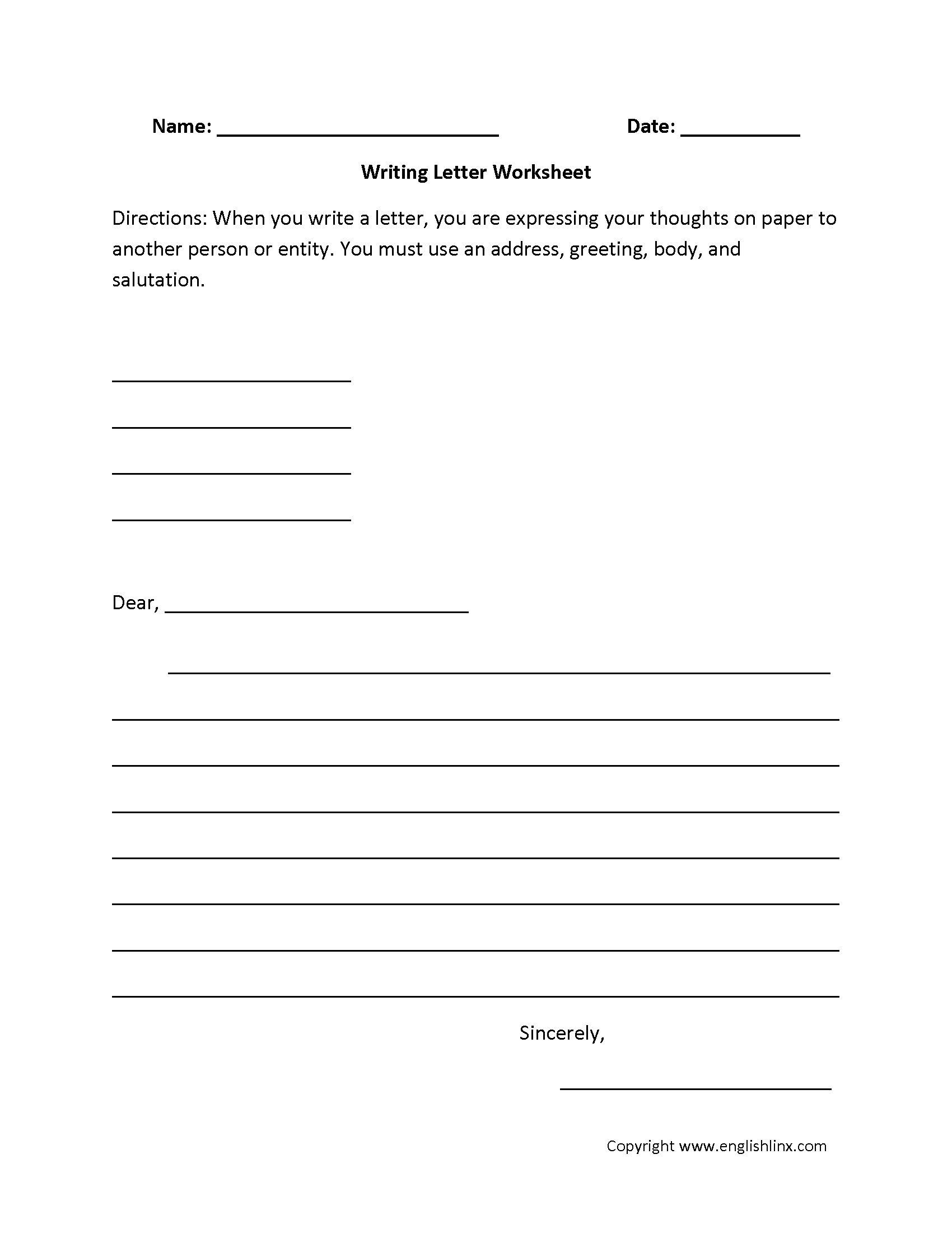 Writing Worksheets  Letter Writing Worksheets Pertaining To Letter Writing Worksheets For Grade 3