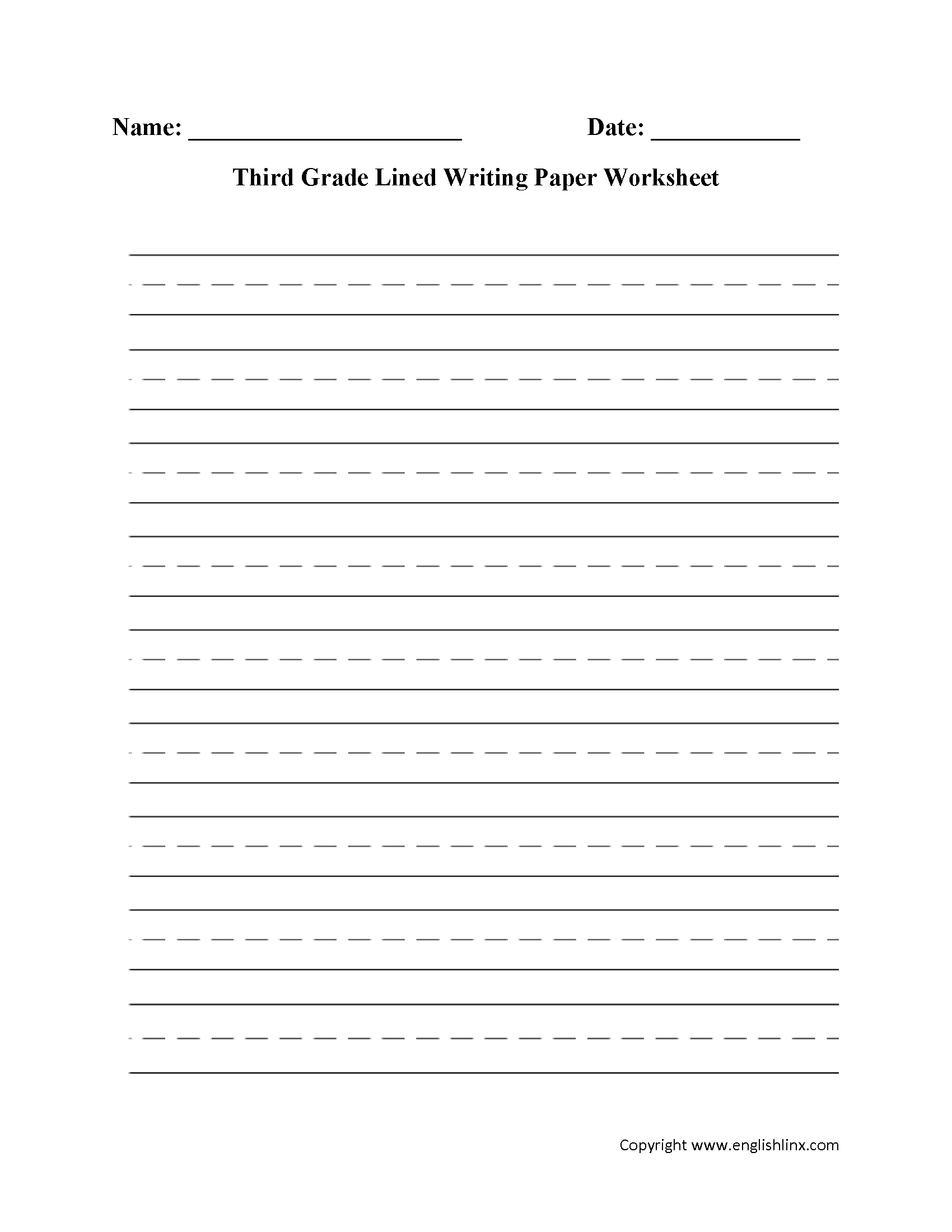 Writing Worksheets  Lined Writing Paper Worksheets Intended For Free Writing Worksheets