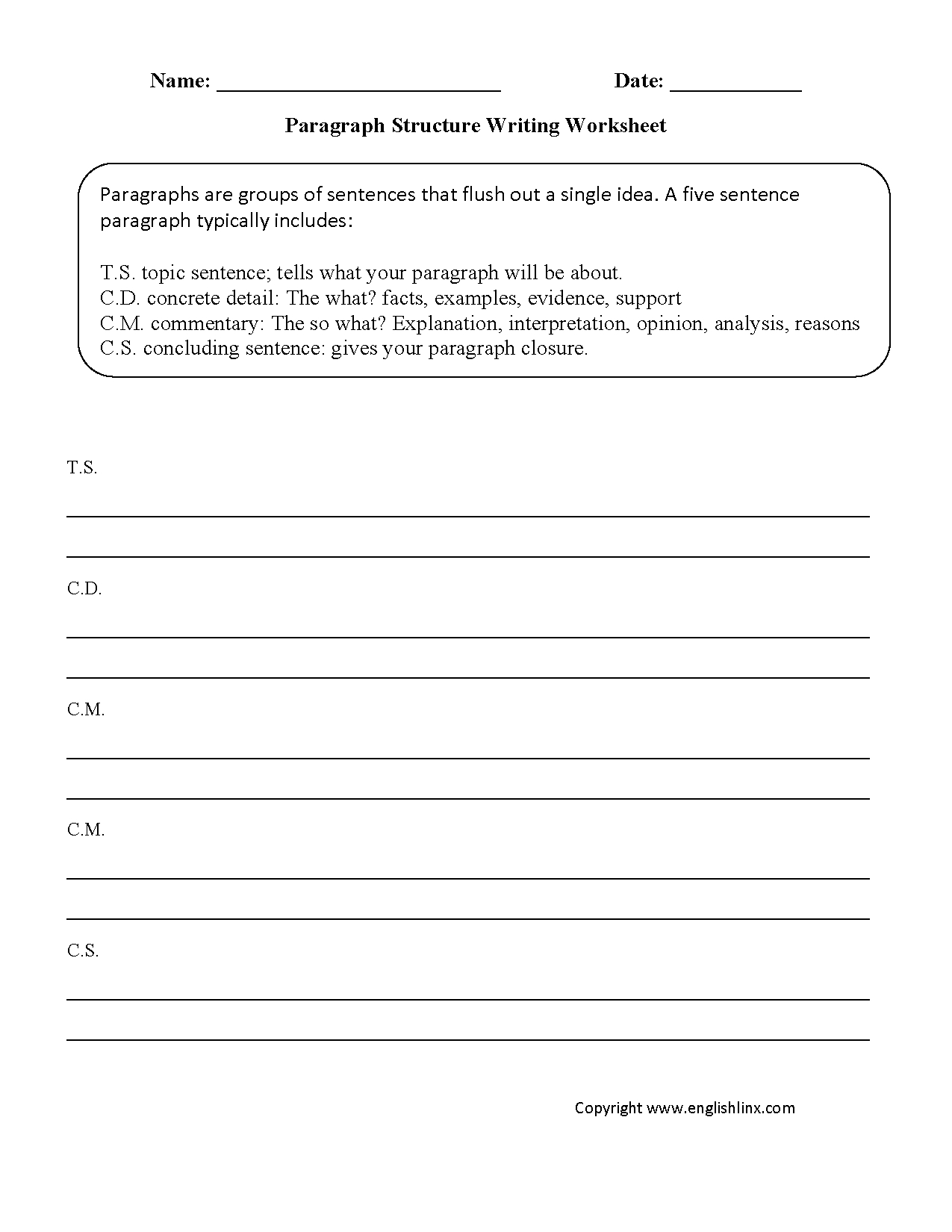Writing Worksheets  Paragraph Writing Worksheets Intended For 5Th Grade Writing Skills Worksheets