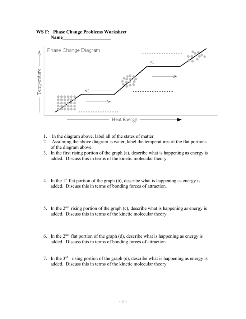 Ws F Phase Change Problems Worksheet Or Phases Of Matter Worksheet Answers
