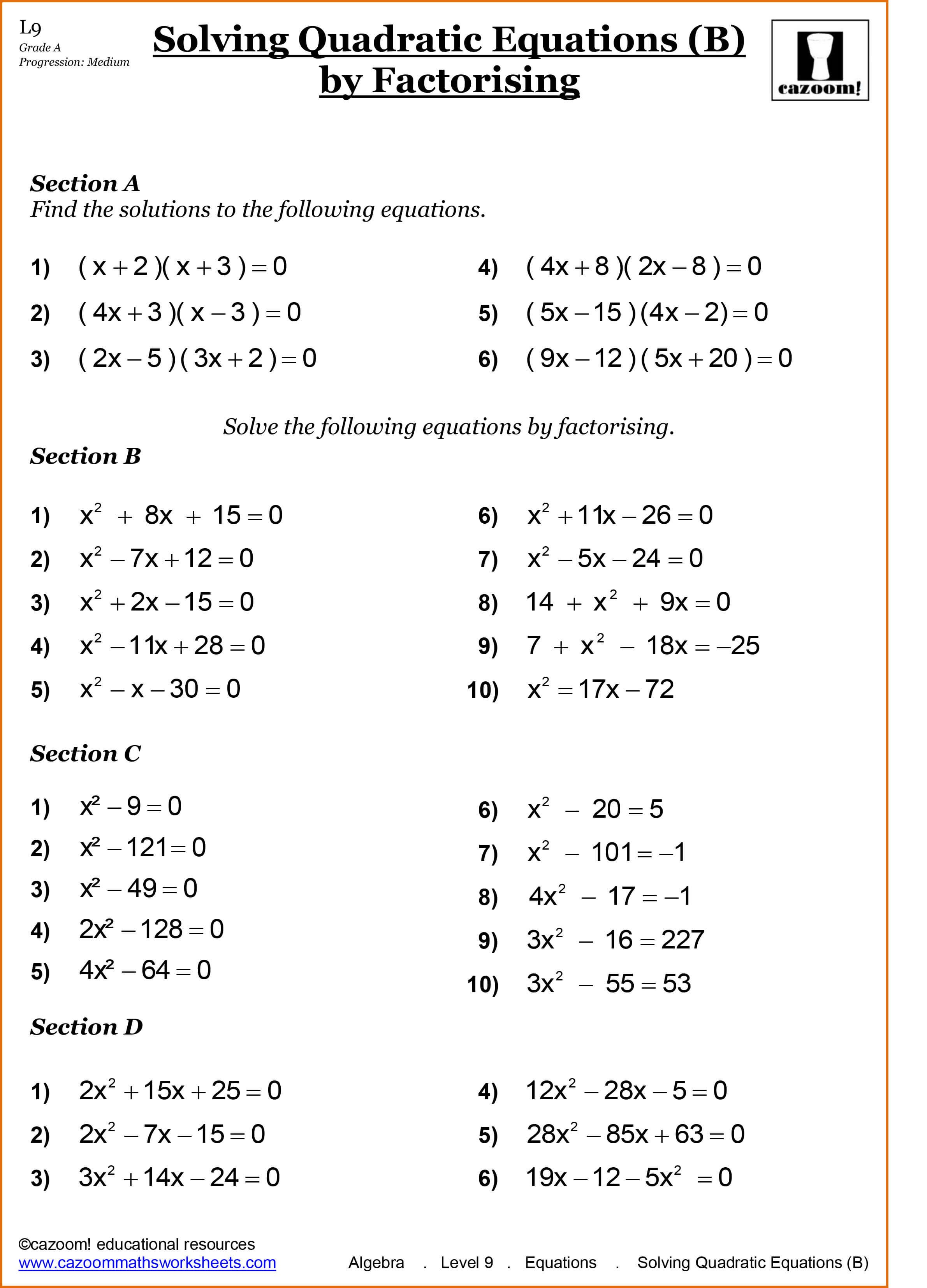 Year 10 Maths Worksheets  Printable Pdf Worksheets For Grade 10 Algebra Worksheets Pdf