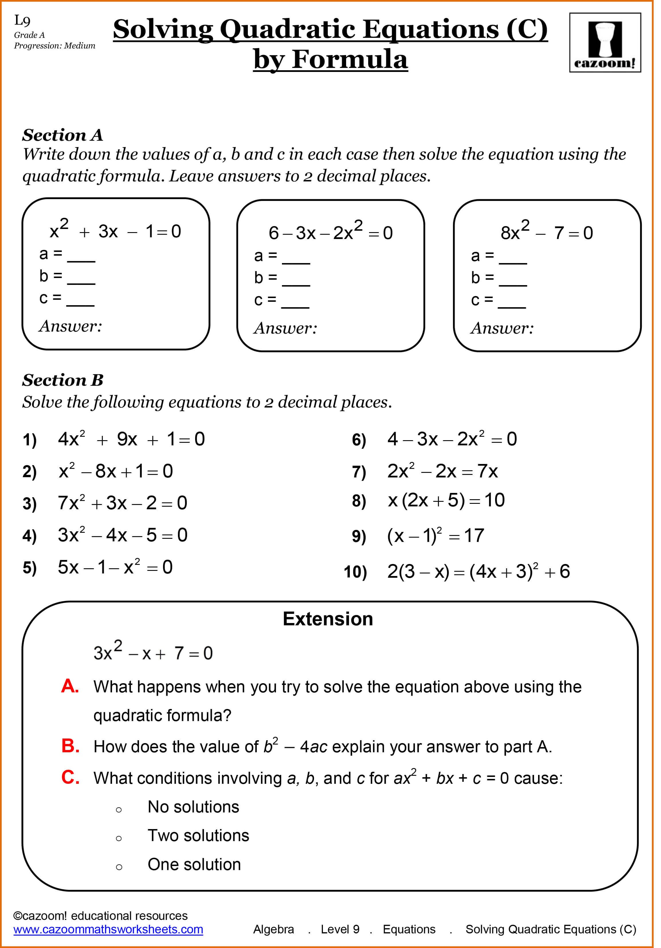 Year 11 Maths Worksheets  Cazoom Maths Worksheets And High School Algebra Worksheets With Answers