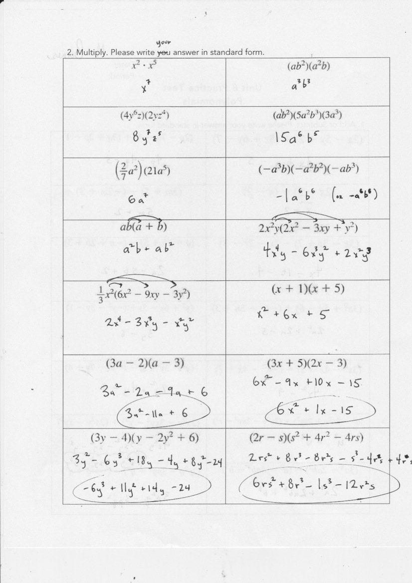 Yesterday's Work Units 7  8  Have A Problem Use Math To Solve It With Regard To Unit 2 Worksheet 8 Factoring Polynomials Answer Key