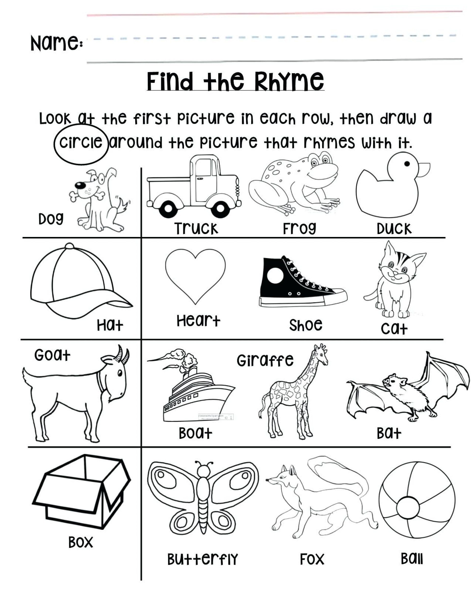 004 Rhyming Pictures Worksheet Part Printable Word Free Best Words Pertaining To Rhyming Worksheets For Preschoolers