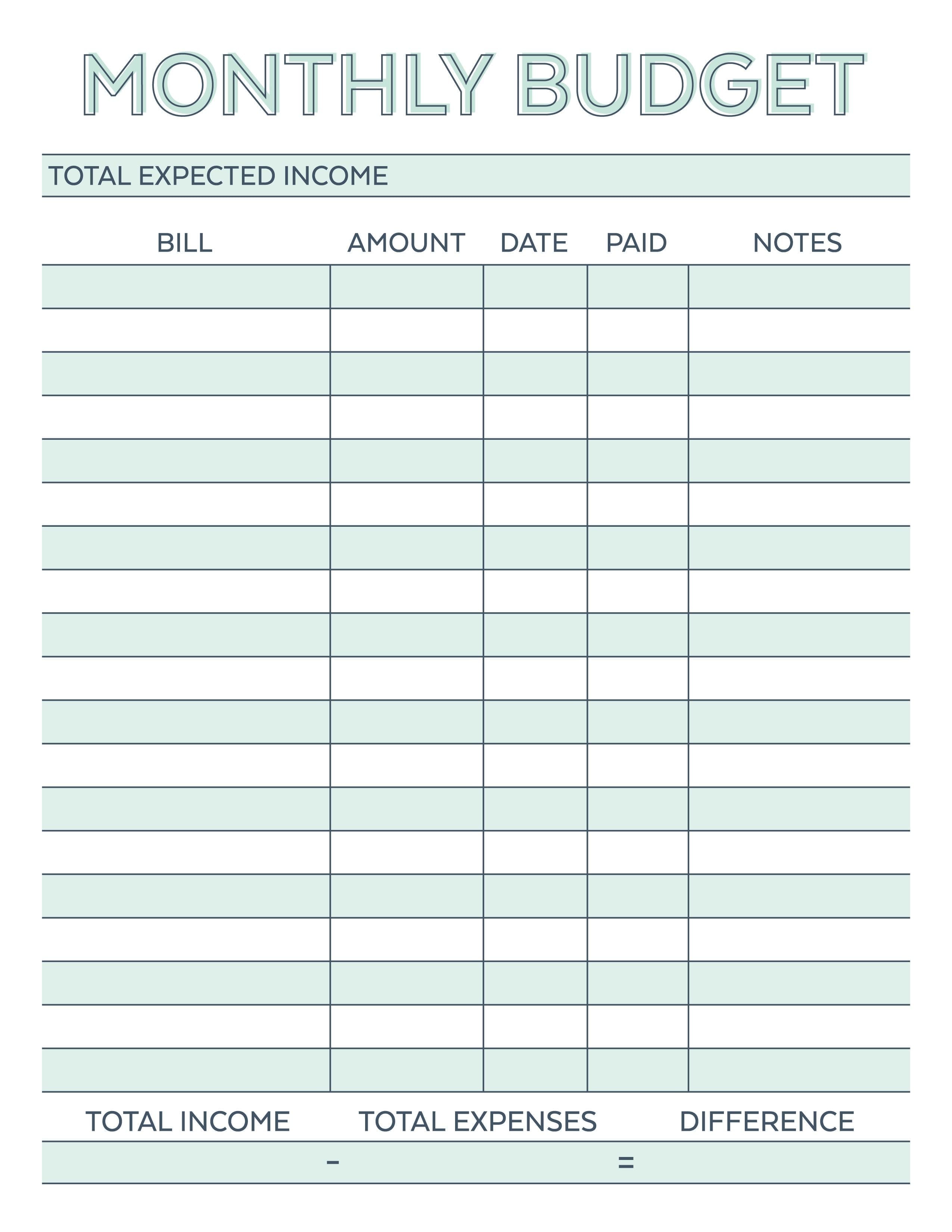 005 Month Budget Template Plan Fascinating Templates Monthly Pdf And Printable Budget Worksheet Pdf