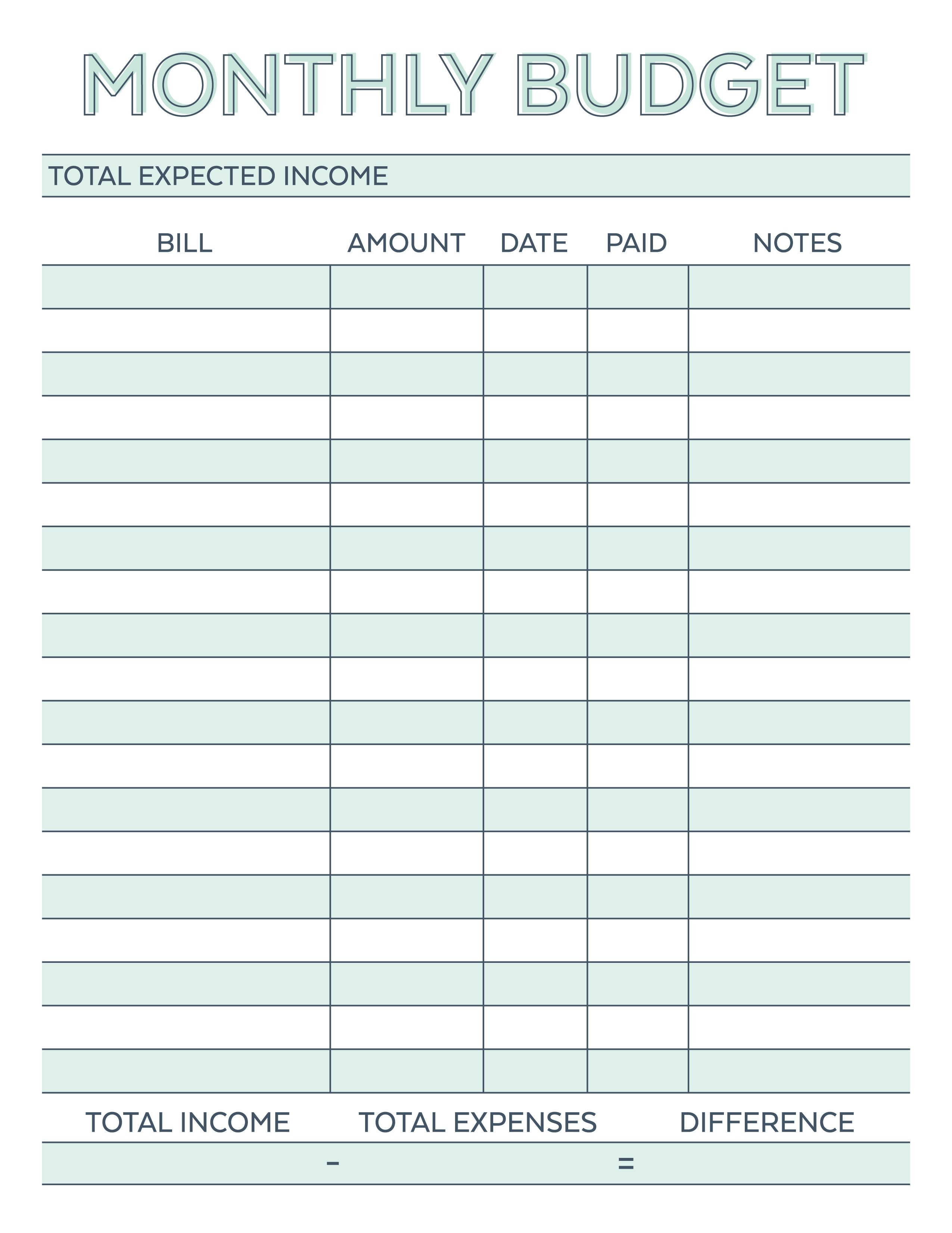 005 Month Budget Template Plan Fascinating Templates Monthly Pdf Within Monthly Budget Worksheet Pdf