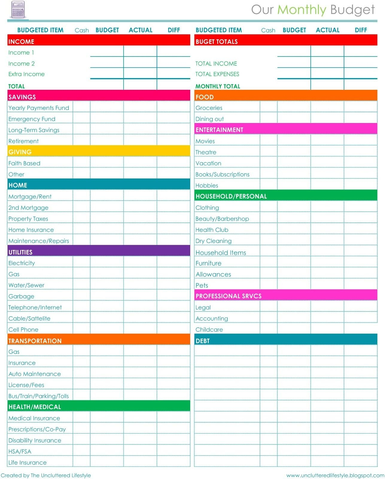 018 20Free Download Household Budget Spreadsheet Family Template How Intended For Free Download Budget Worksheet