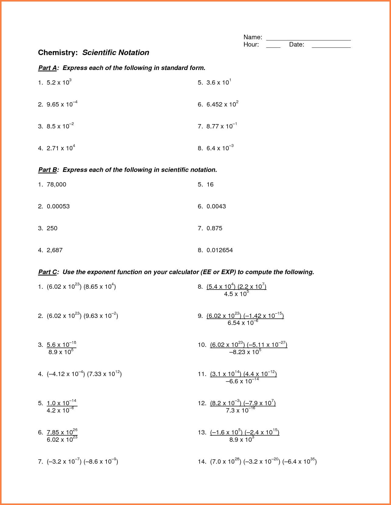 11 Scientific Notation Worksheet Chemistry  Cv Format For Scientific Notation Worksheet Chemistry