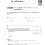 112 Solving Linear Systemssubstitution Intended For Substitution Method Worksheet Answer Key