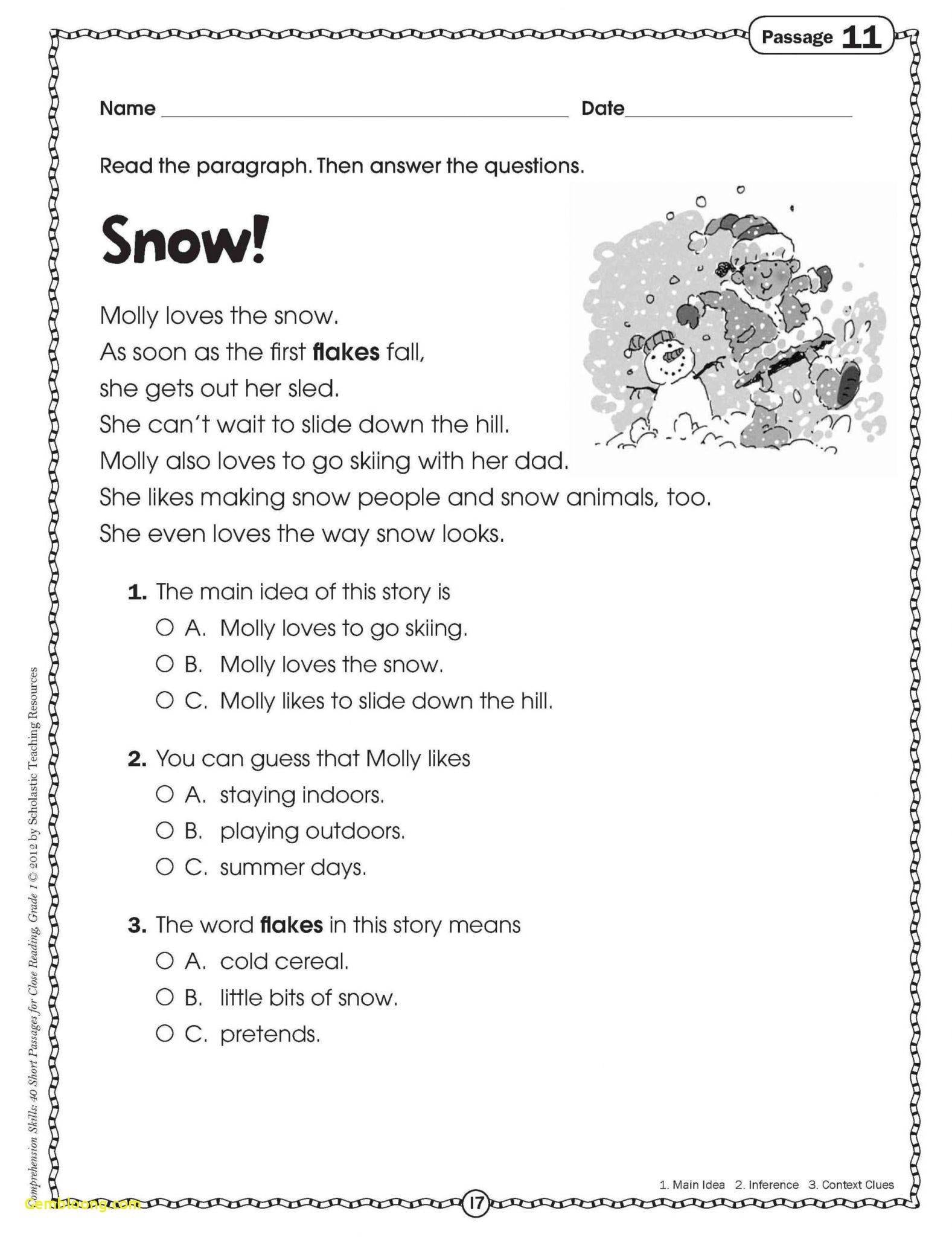 1St Grade Addition Worksheets  Cramerforcongress Throughout Main Idea Multiple Choice Worksheets