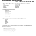 3 Reactions In Aqueous Solution  For Reactions In Aqueous Solutions Worksheet Answers