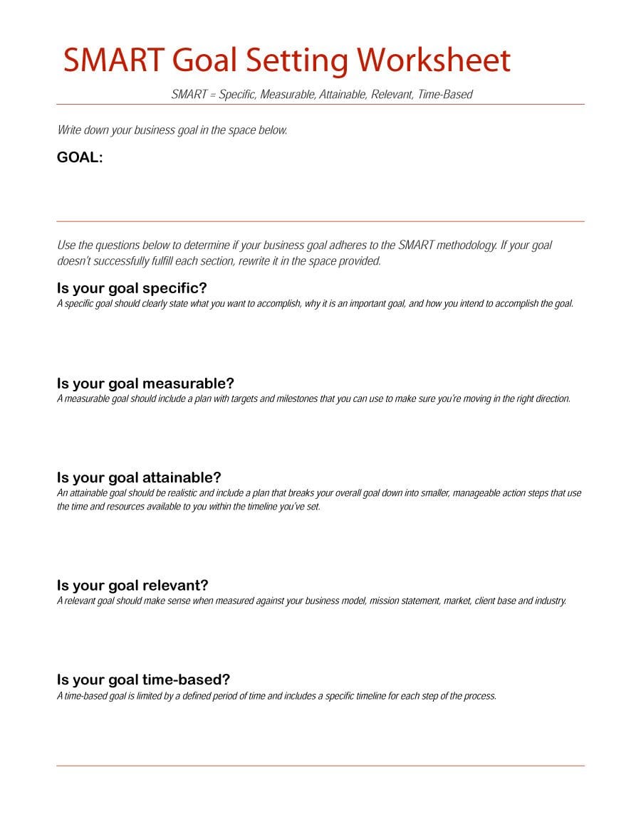 48 Smart Goals Templates Examples  Worksheets ᐅ Template Lab Pertaining To Business Goal Setting Worksheet