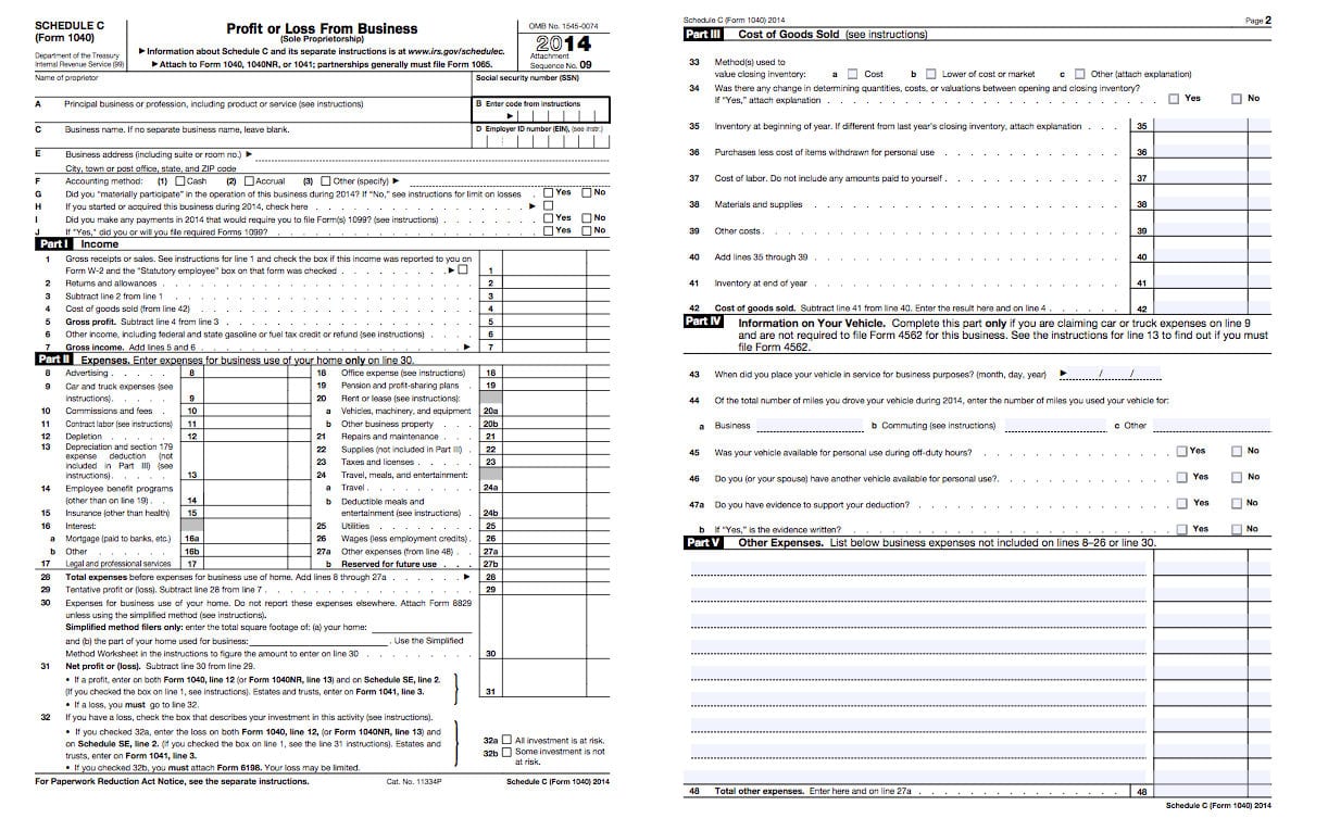A Friendly Guide To Schedule C Tax Forms  Freshbooks Blog And Schedule C Expenses Worksheet